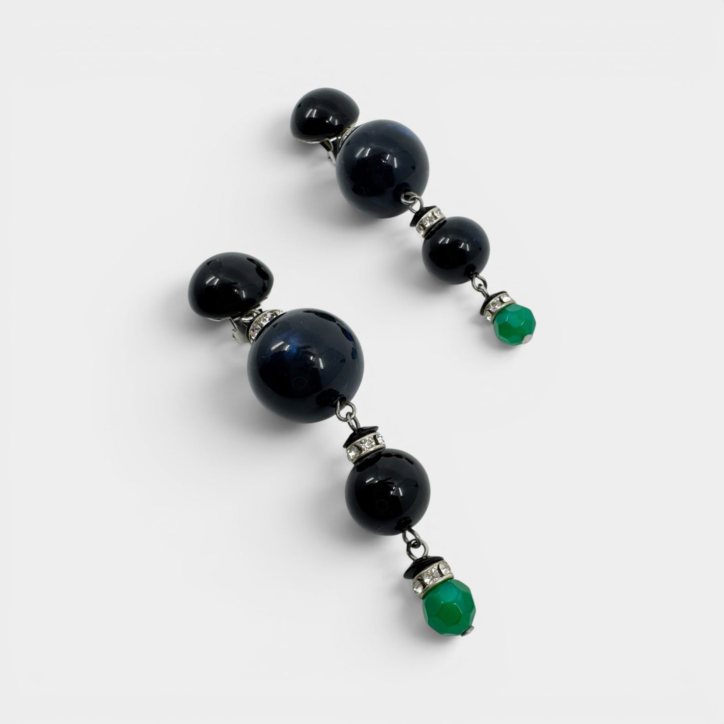 Angela Caputi Blue Black Resin Statement Drop Earrings