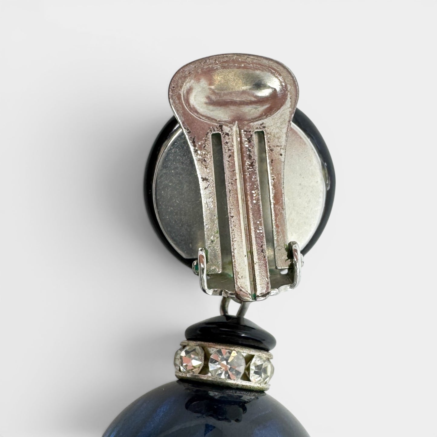 Angela Caputi Blue Black Resin Statement Drop Earrings