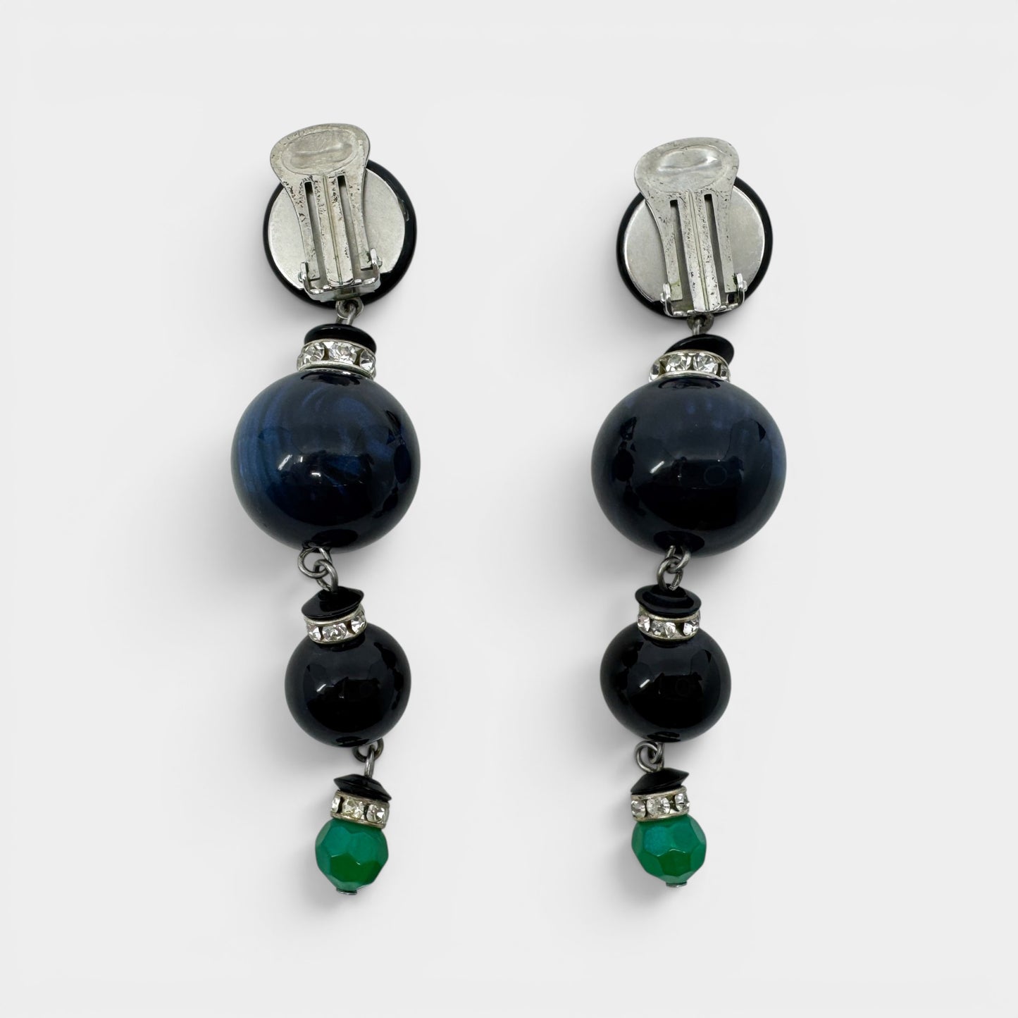Angela Caputi Blue Black Resin Statement Drop Earrings