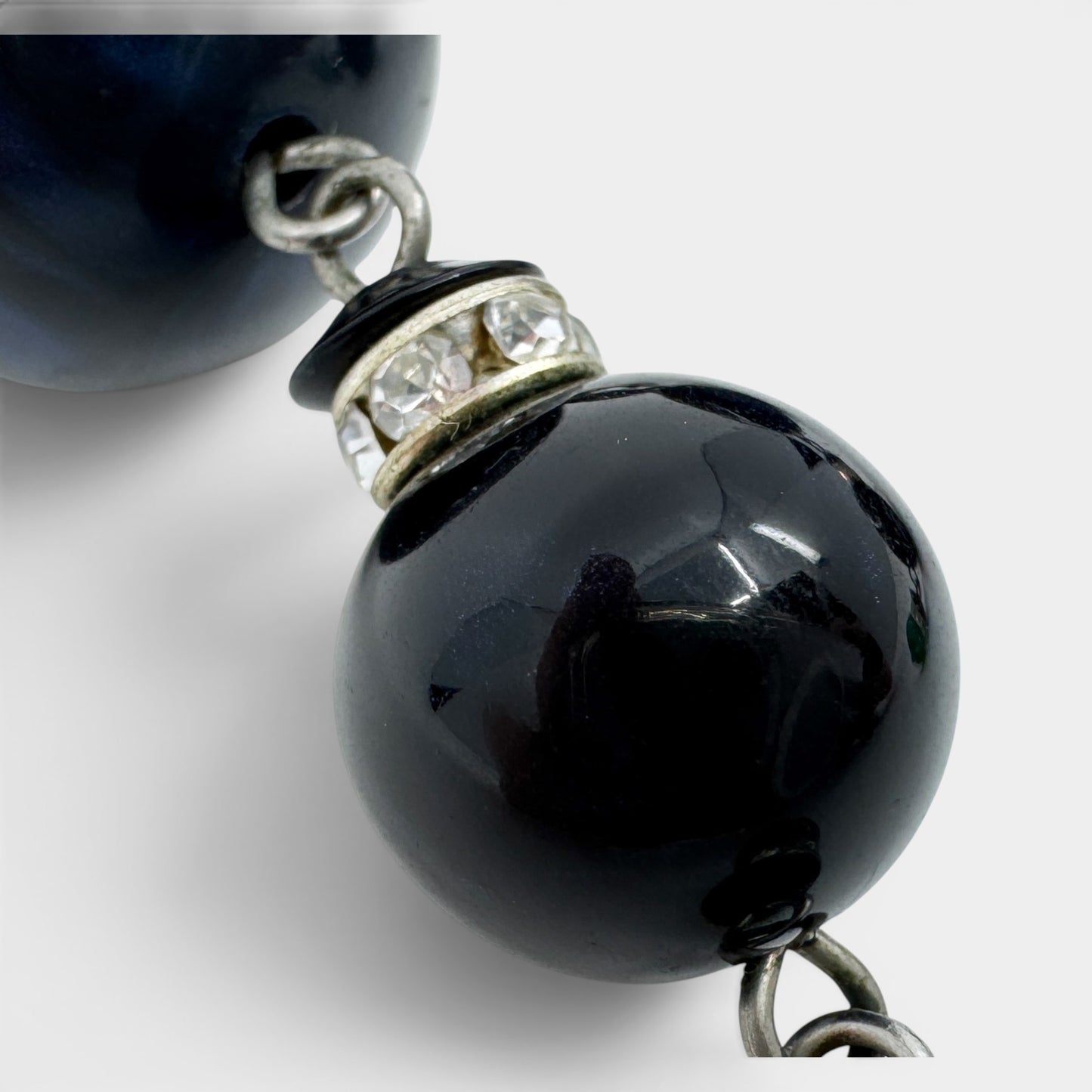 Angela Caputi Blue Black Resin Statement Drop Earrings