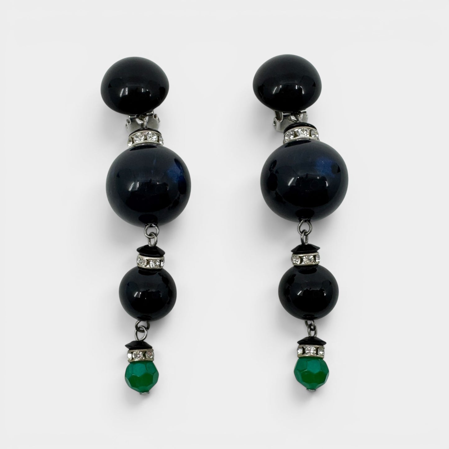 Angela Caputi Blue Black Resin Statement Drop Earrings
