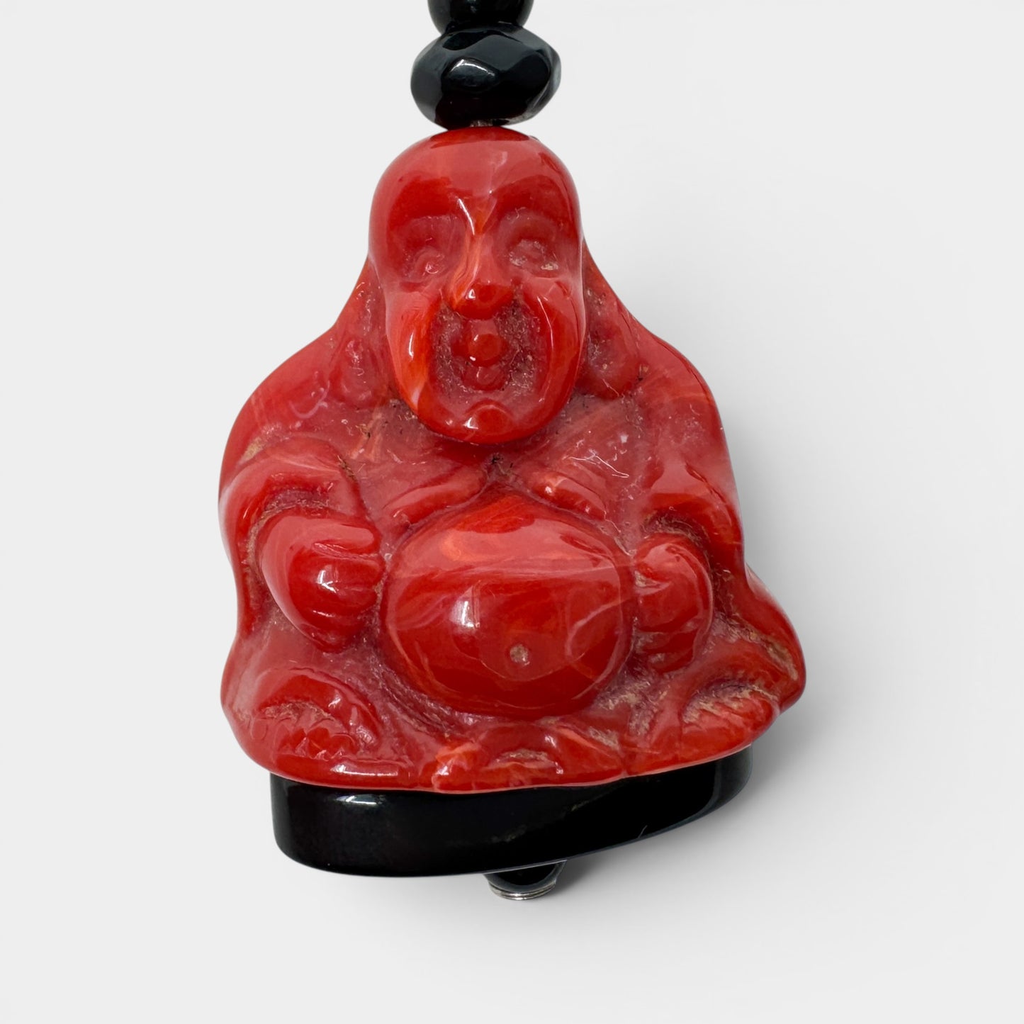 Angela Caputi Italy Red Resin Buddha Statement Clip On Earrings
