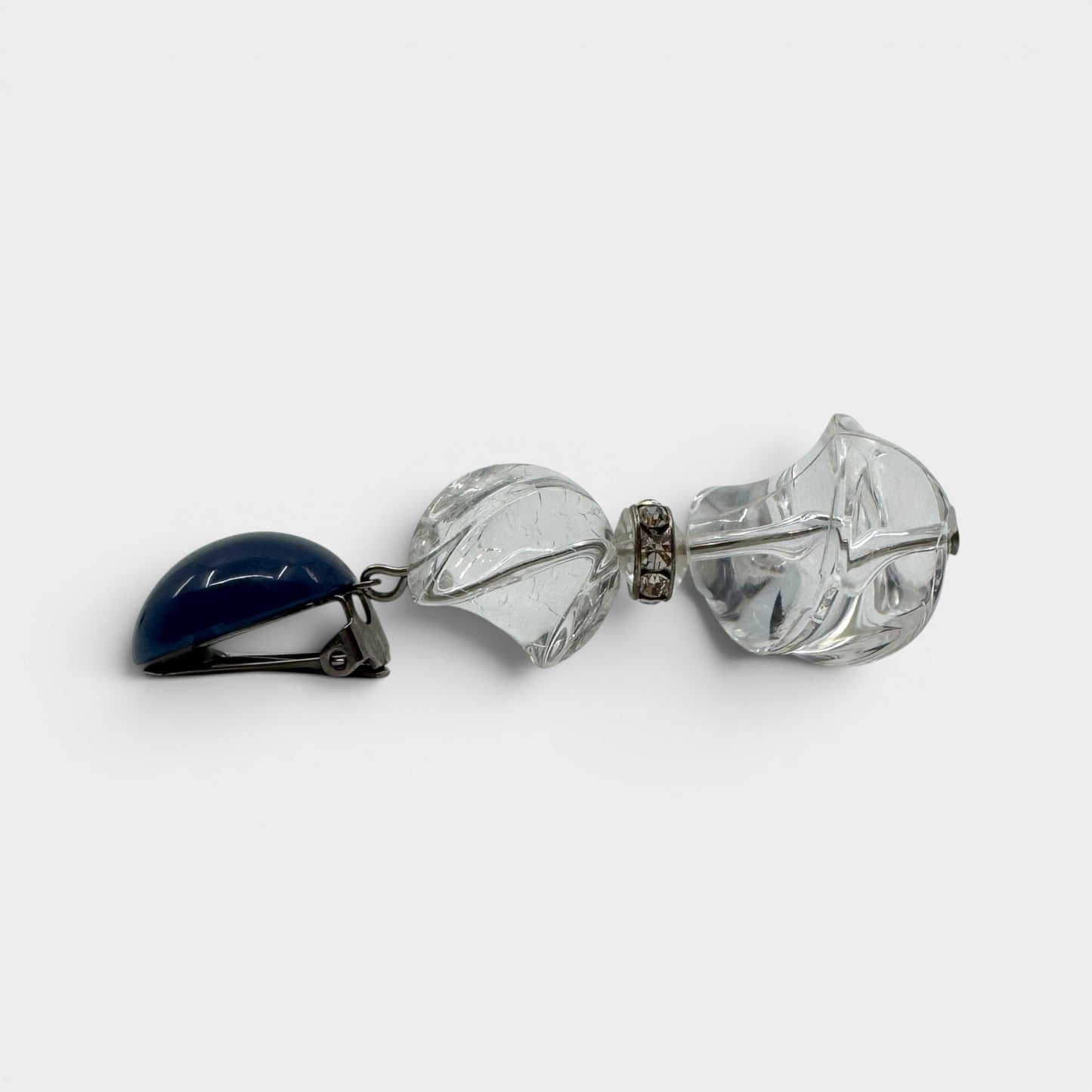 Angela Caputi Italy Blue & Clear Resin Statement Clip On Earrings