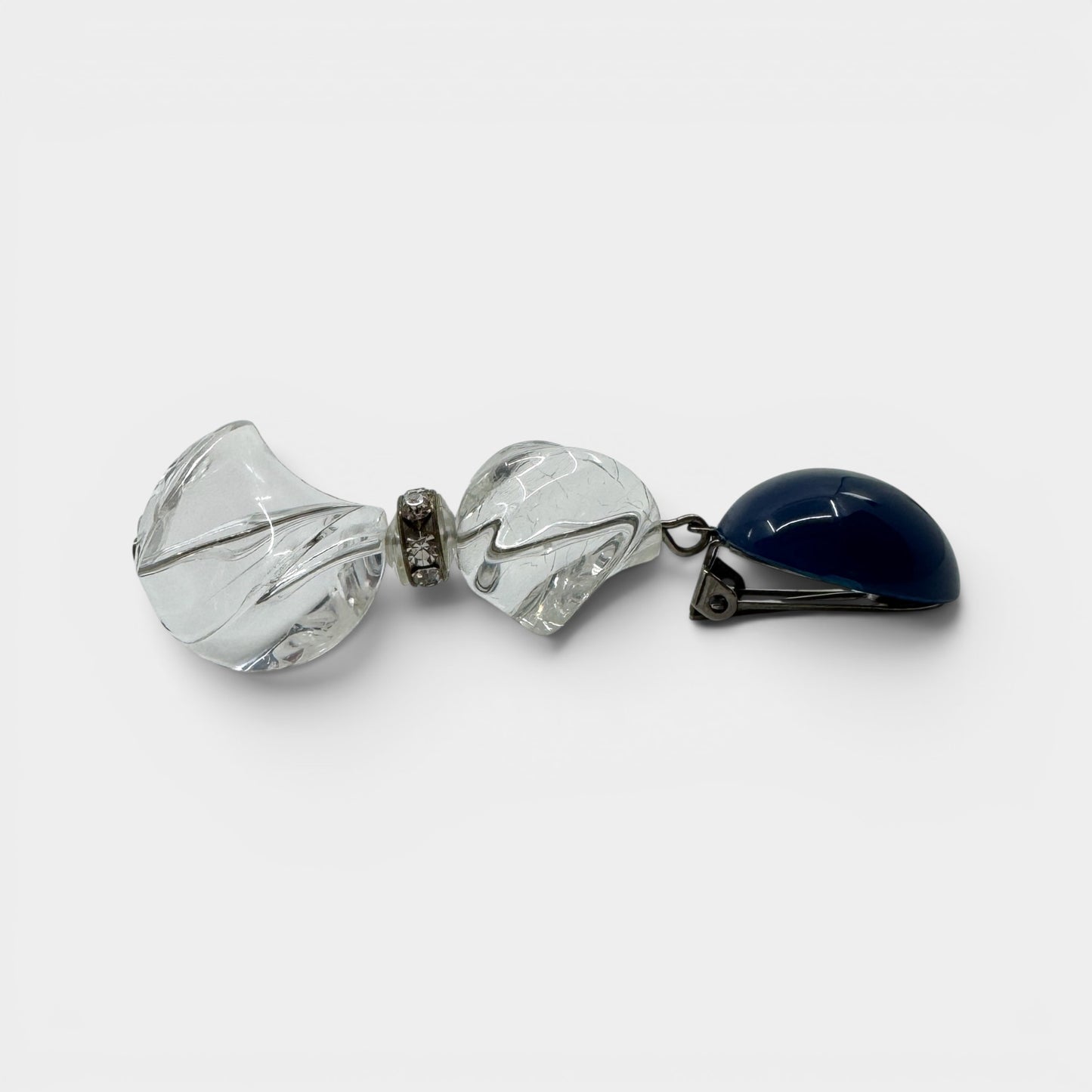 Angela Caputi Italy Blue & Clear Resin Statement Clip On Earrings