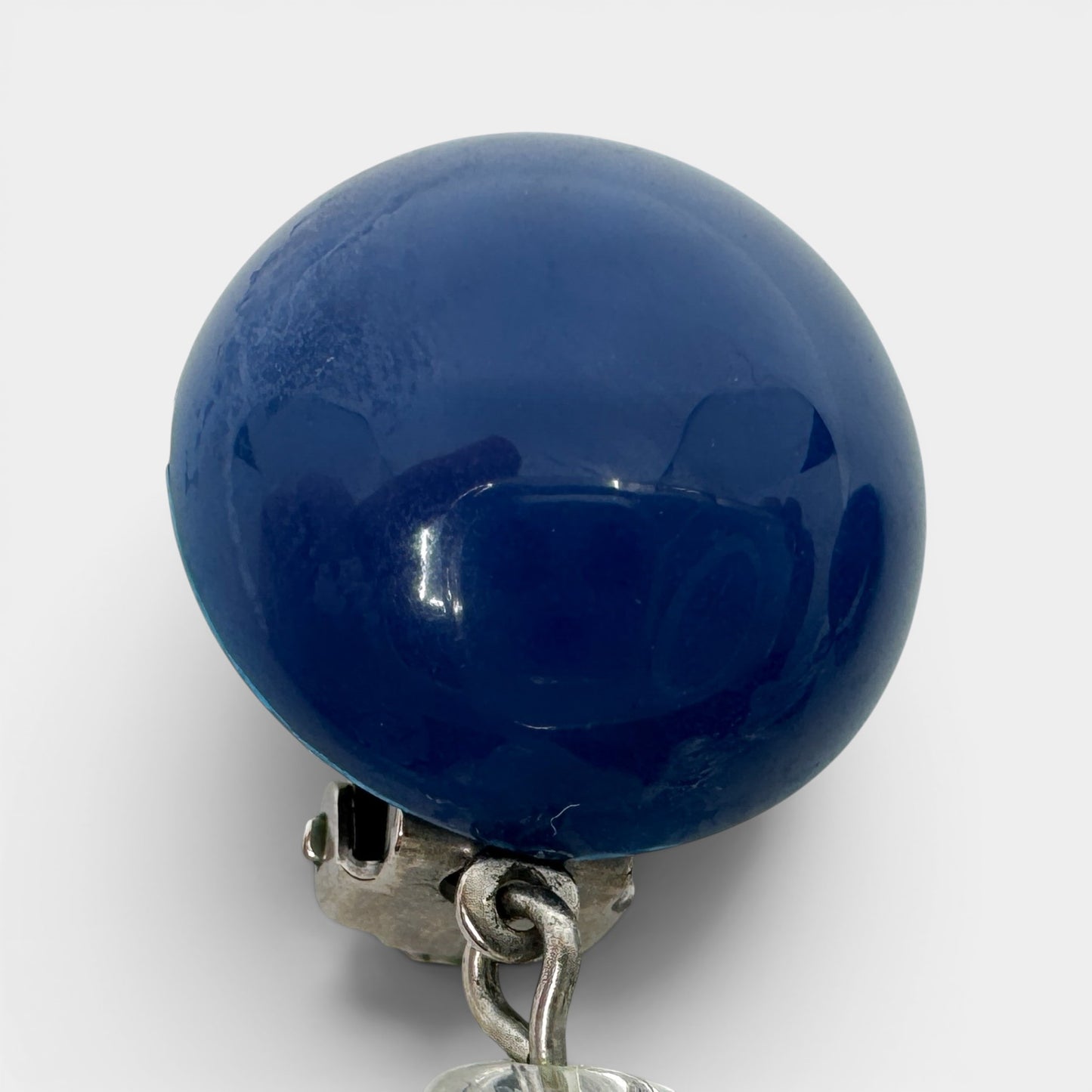 Angela Caputi Italy Blue & Clear Resin Statement Clip On Earrings