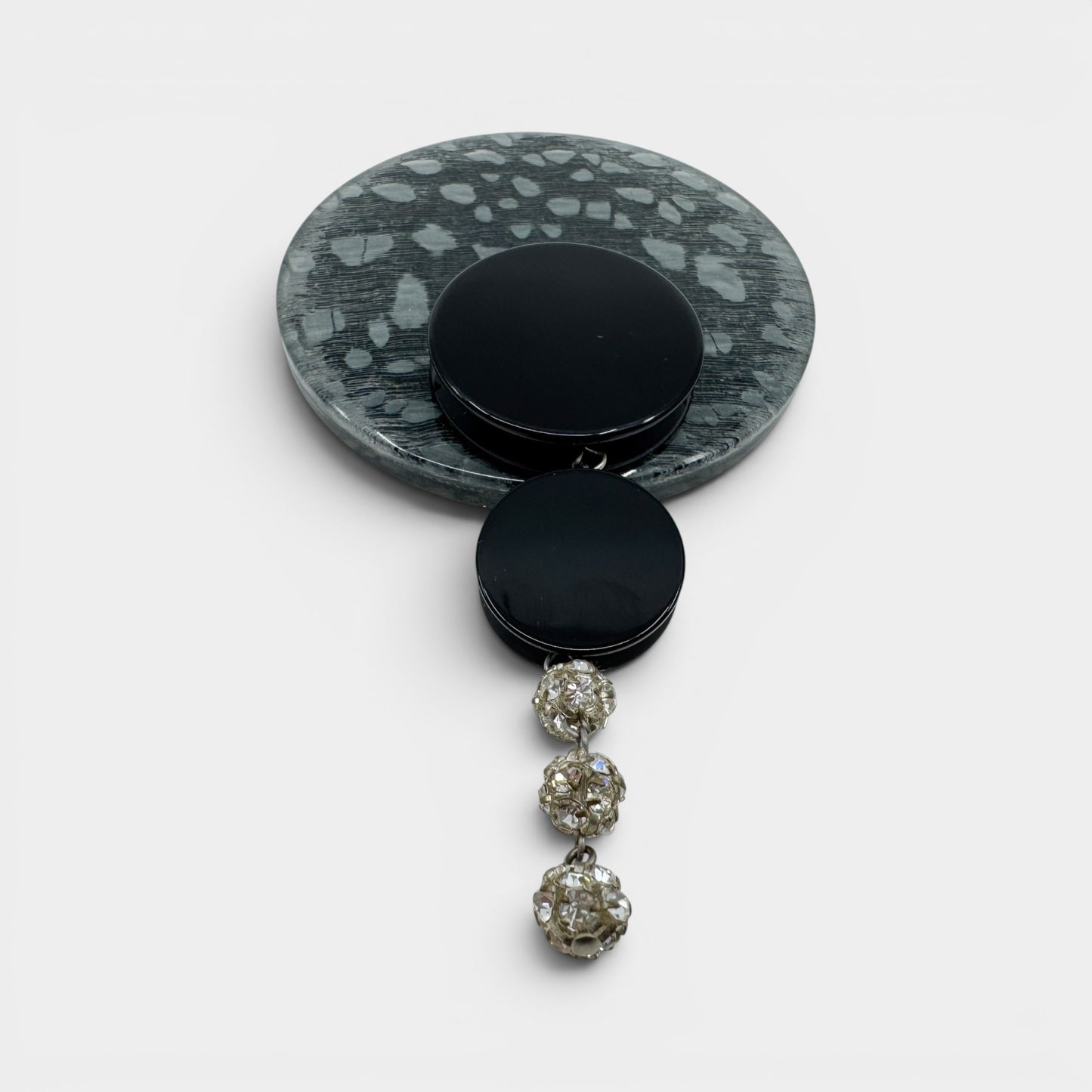 Angela Caputi Italy Resin Fabric Crystal Large Statement Brooch