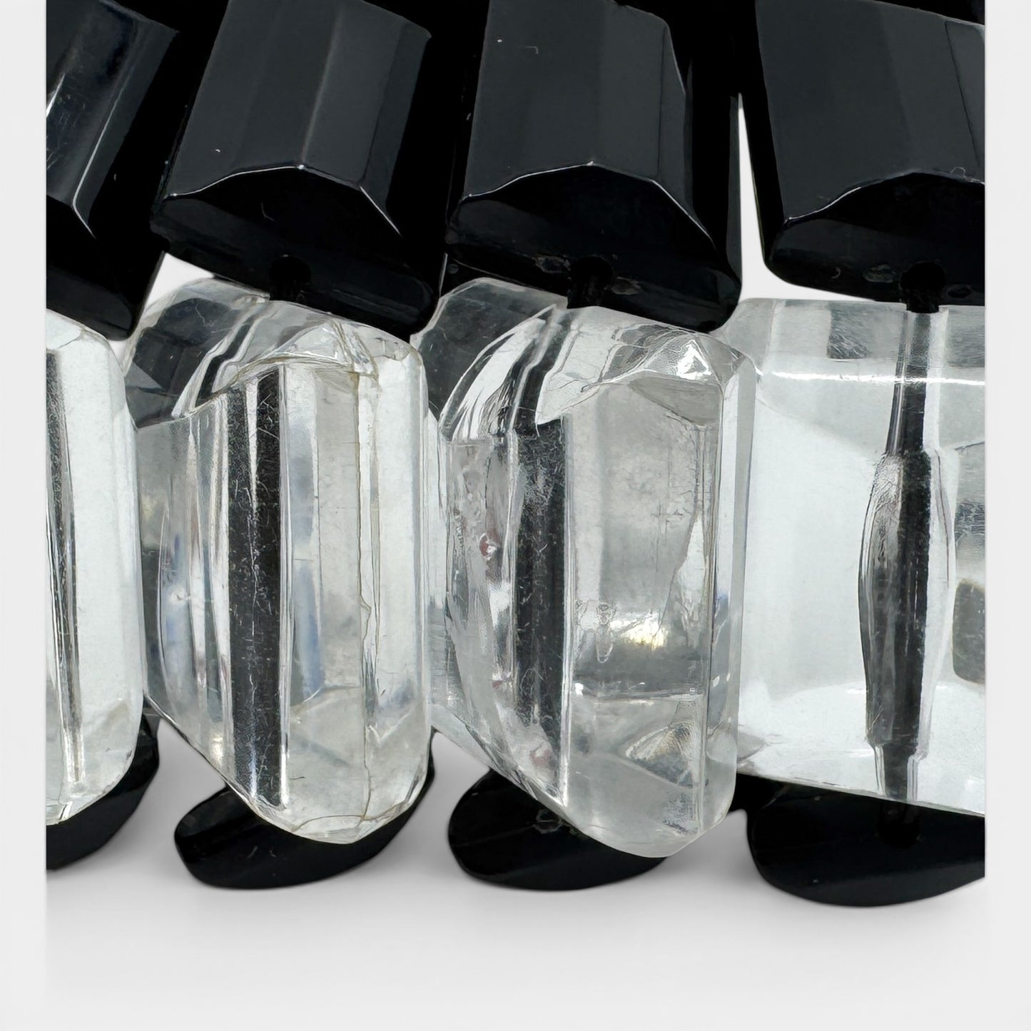 Angela Caputi Italy Clear Black Resin Elasticated Chunky Bracelet