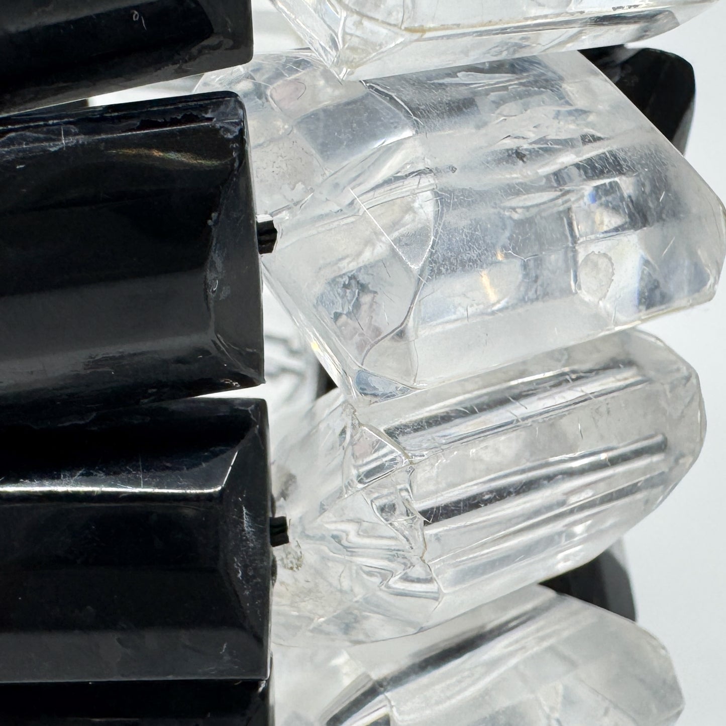 Angela Caputi Italy Clear Black Resin Elasticated Chunky Bracelet