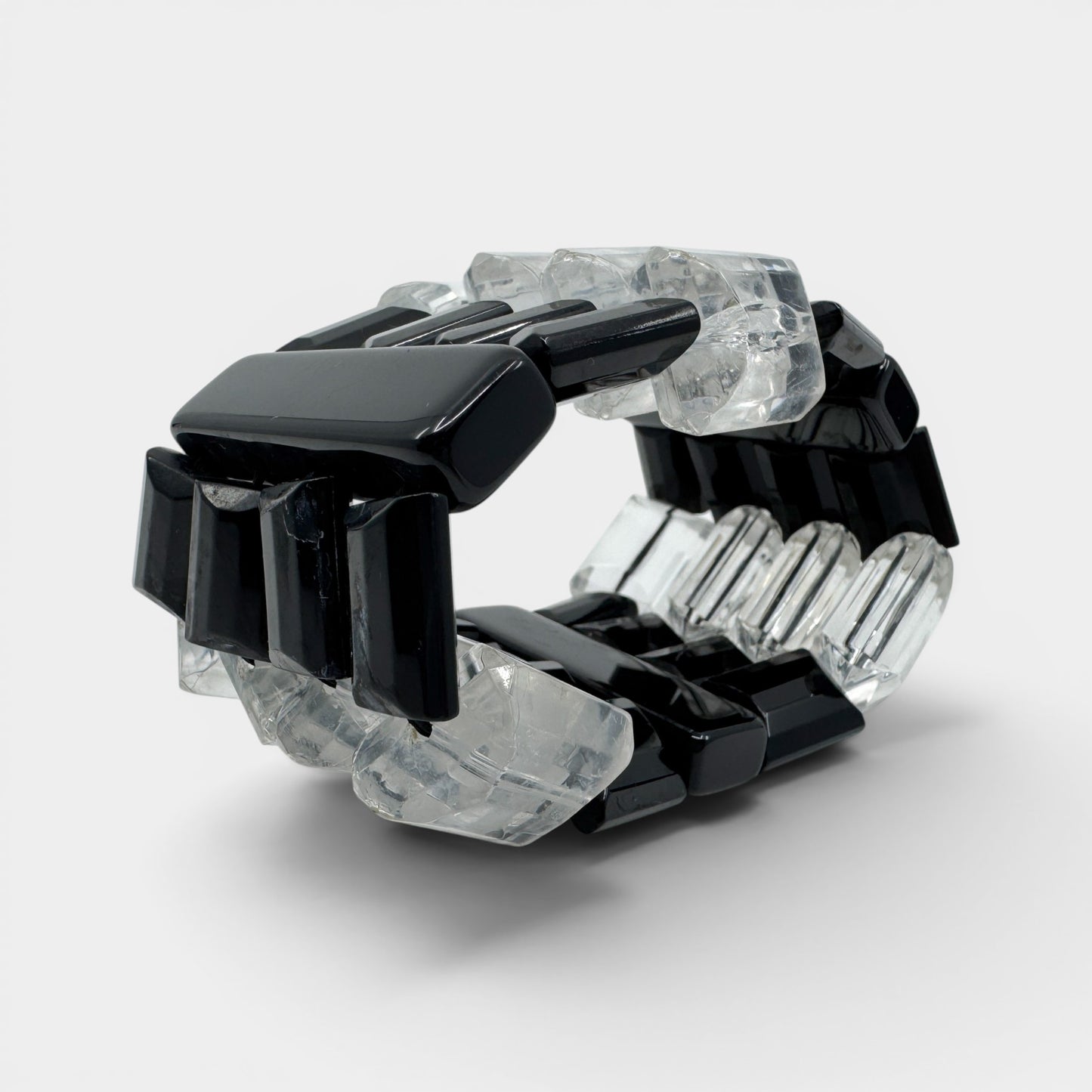 Angela Caputi Italy Clear Black Resin Elasticated Chunky Bracelet