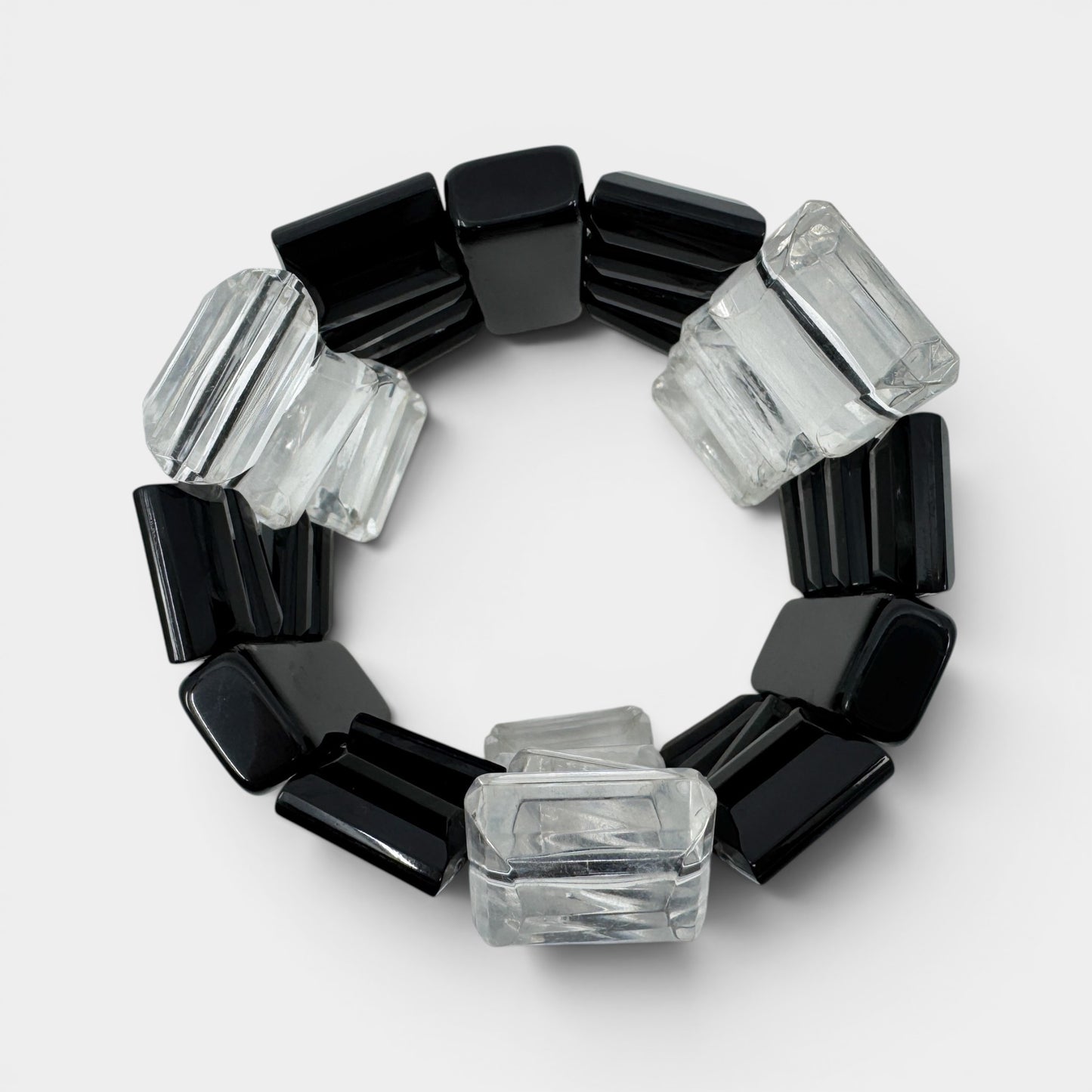 Angela Caputi Italy Clear Black Resin Elasticated Chunky Bracelet