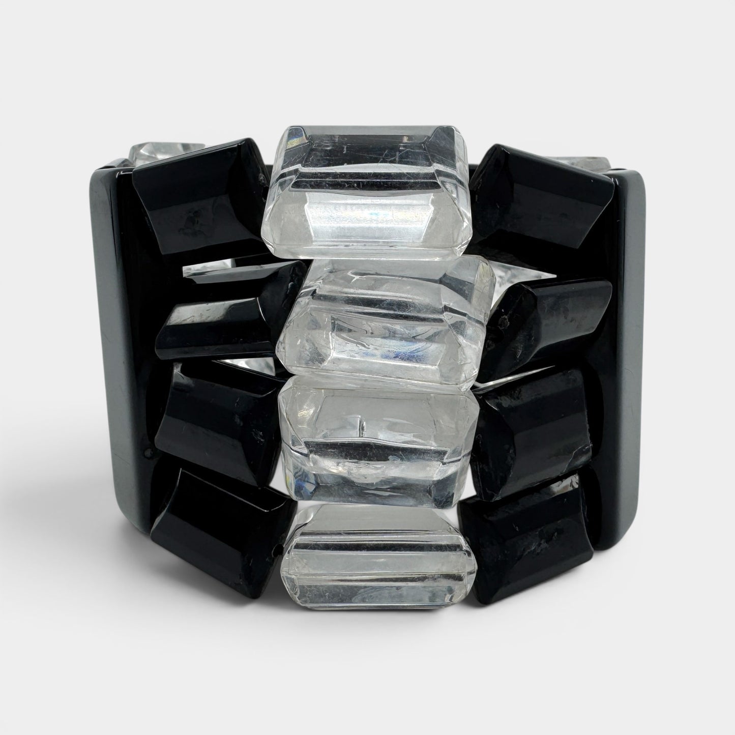 Angela Caputi Italy Clear Black Resin Elasticated Chunky Bracelet