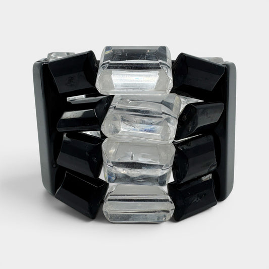 Angela Caputi Italy Clear Black Resin Elasticated Chunky Bracelet