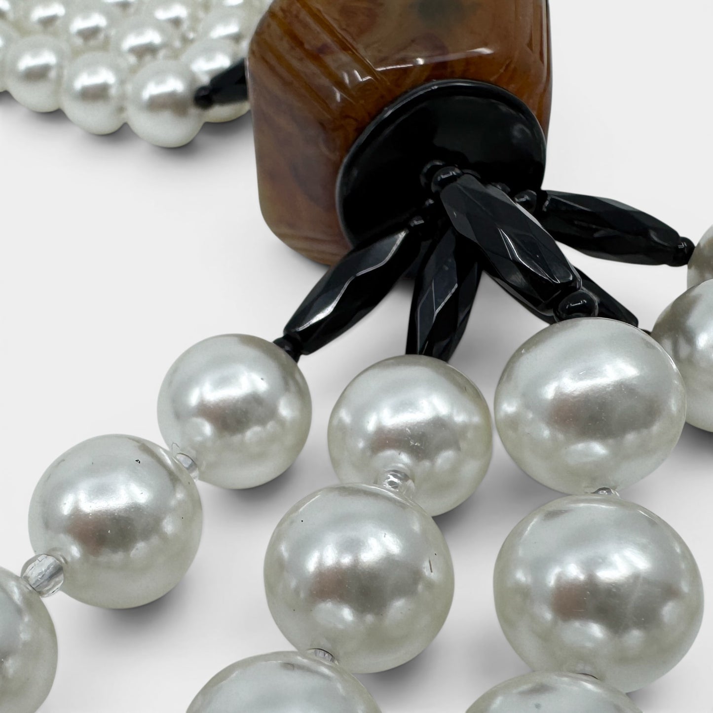 Angela Caputi Italy Faux Pearl & Resin Beaded Statement Necklace