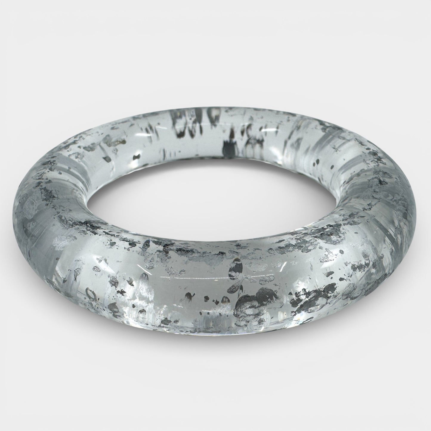 Angela Caputi Italy Clear Silver Flecked Bangle Bracelet