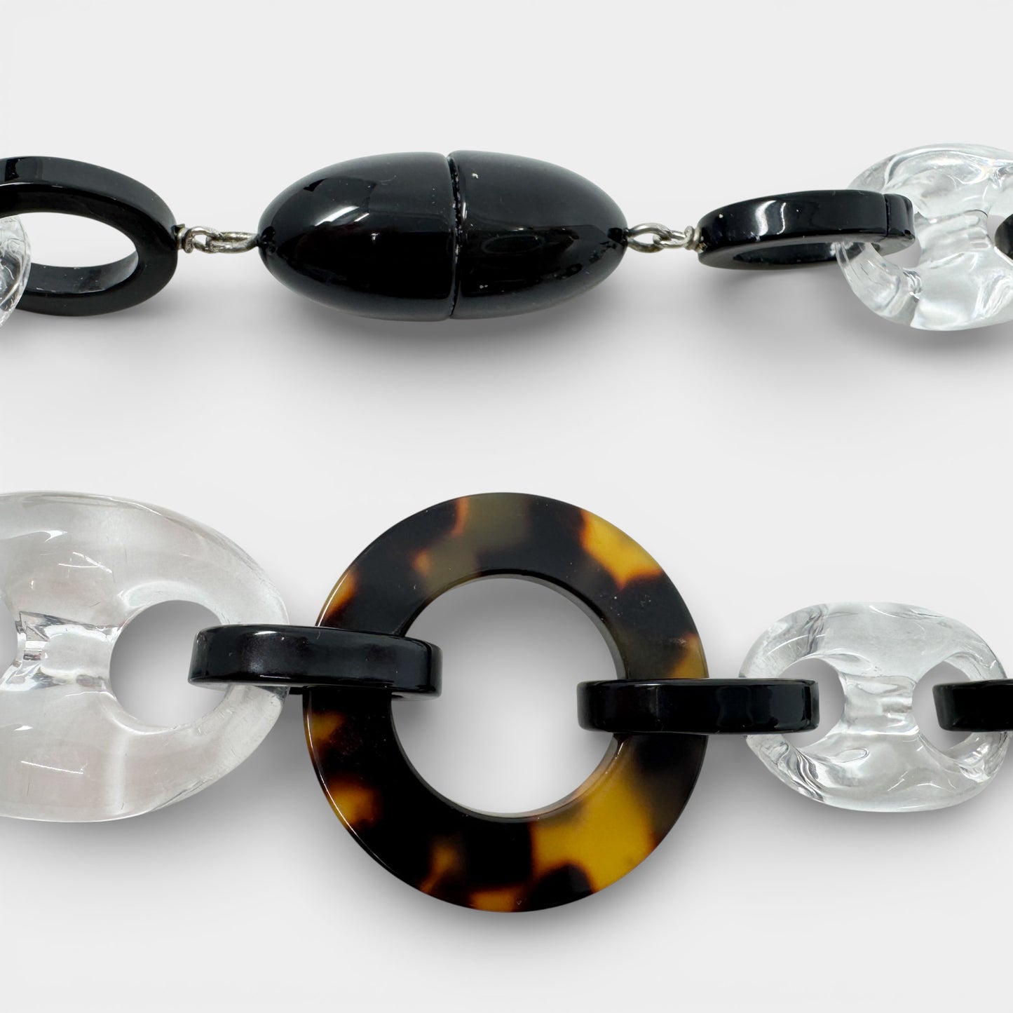 Angela Caputi Italy Clear Black Tortoiseshell Resin Necklace