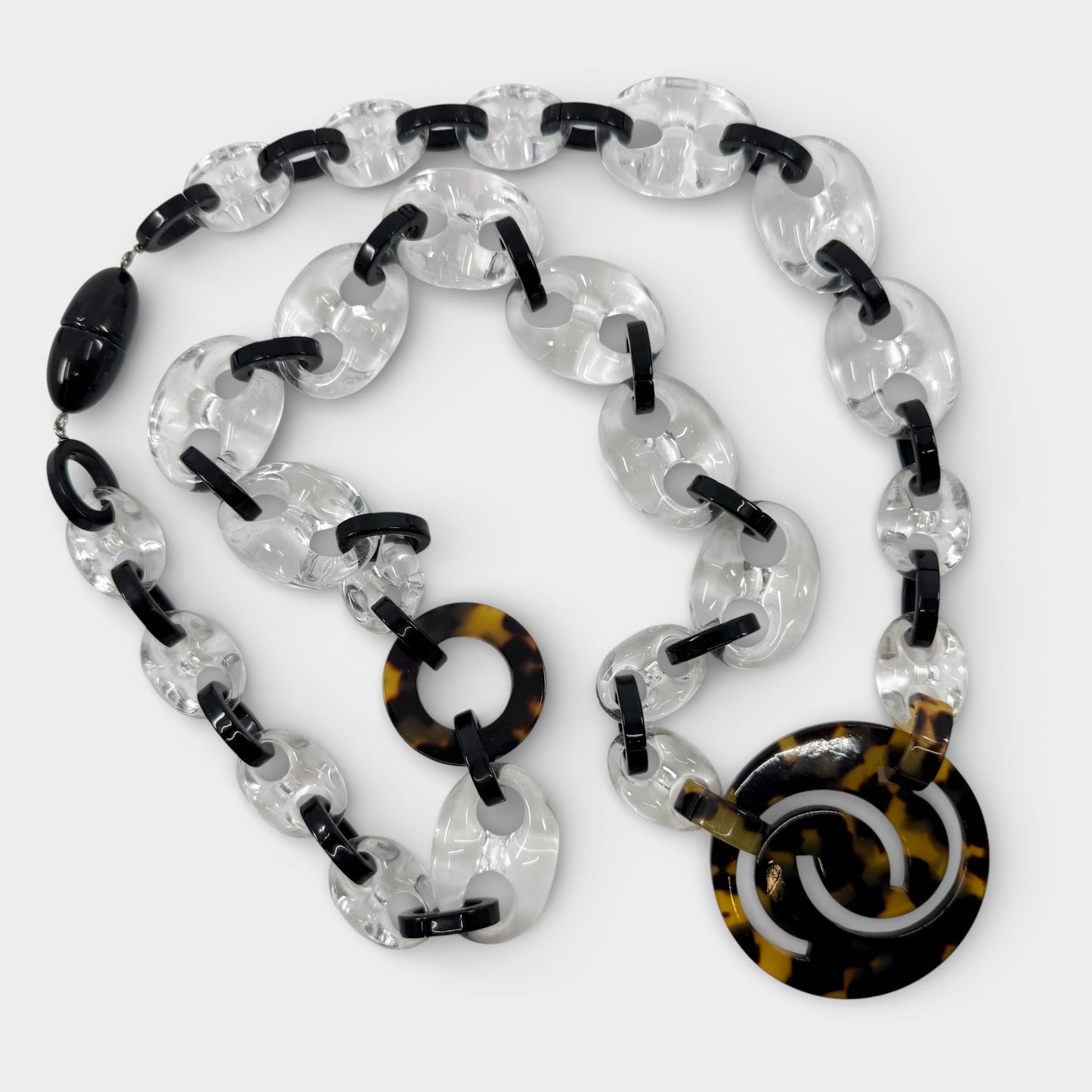 Angela Caputi Italy Clear Black Tortoiseshell Resin Necklace