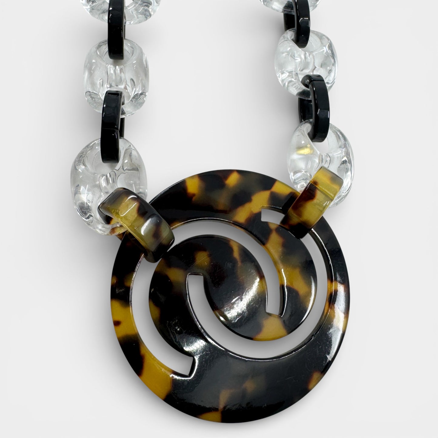 Angela Caputi Italy Clear Black Tortoiseshell Resin Necklace