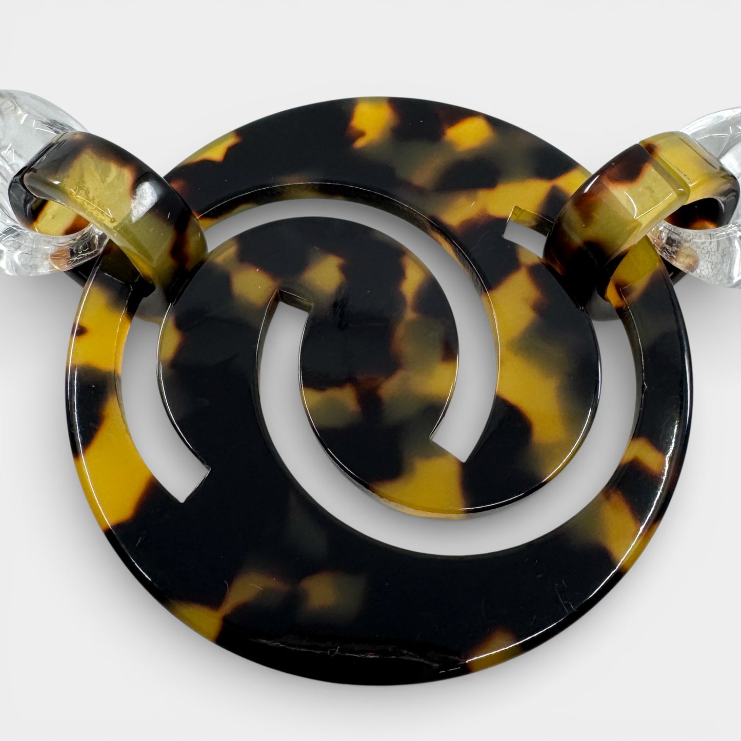 Angela Caputi Italy Clear Black Tortoiseshell Resin Necklace
