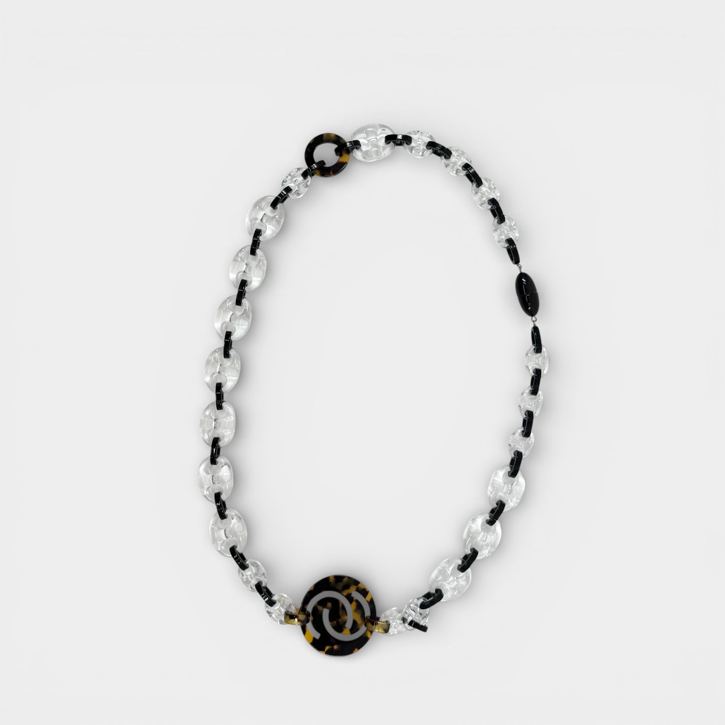 Angela Caputi Italy Clear Black Tortoiseshell Resin Necklace
