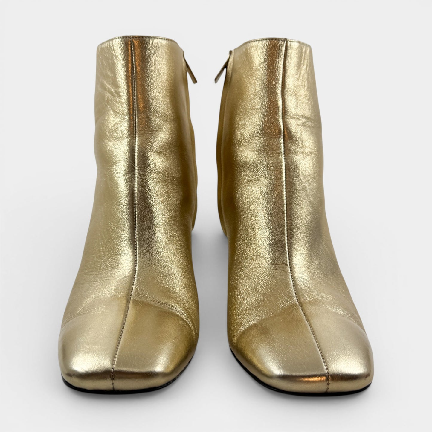 Anine Bing Gold Leather Jane Heeled Boots EU39 ~ AU8