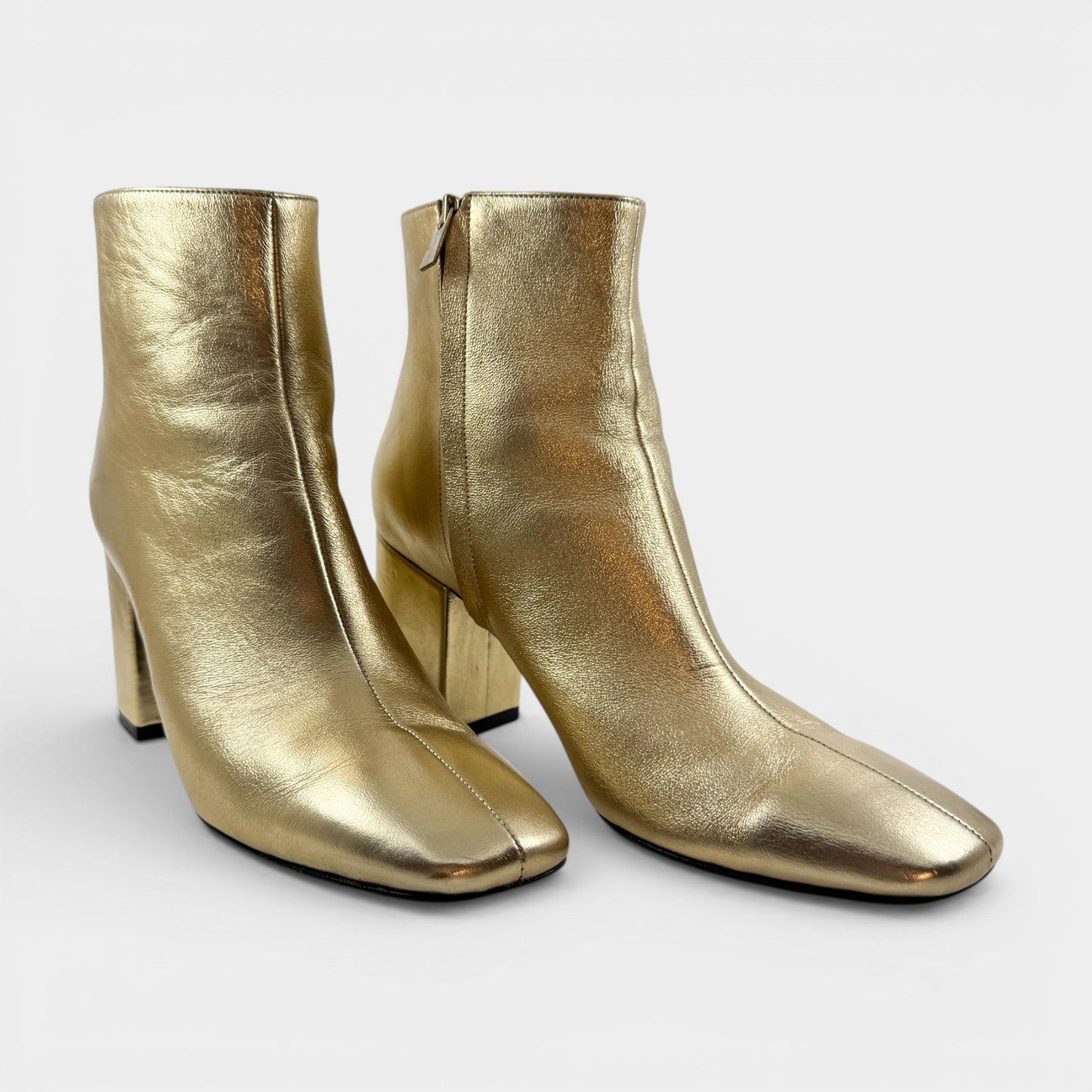 Anine Bing Gold Leather Jane Heeled Boots EU39 ~ AU8
