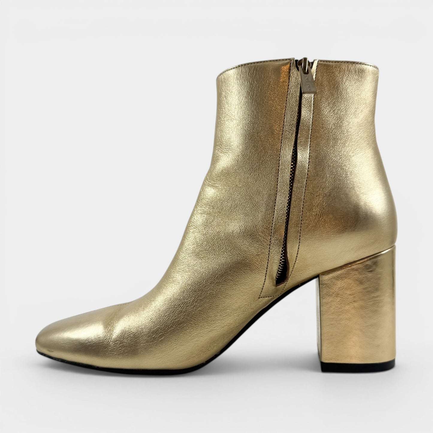 Anine Bing Gold Leather Jane Heeled Boots EU39 ~ AU8