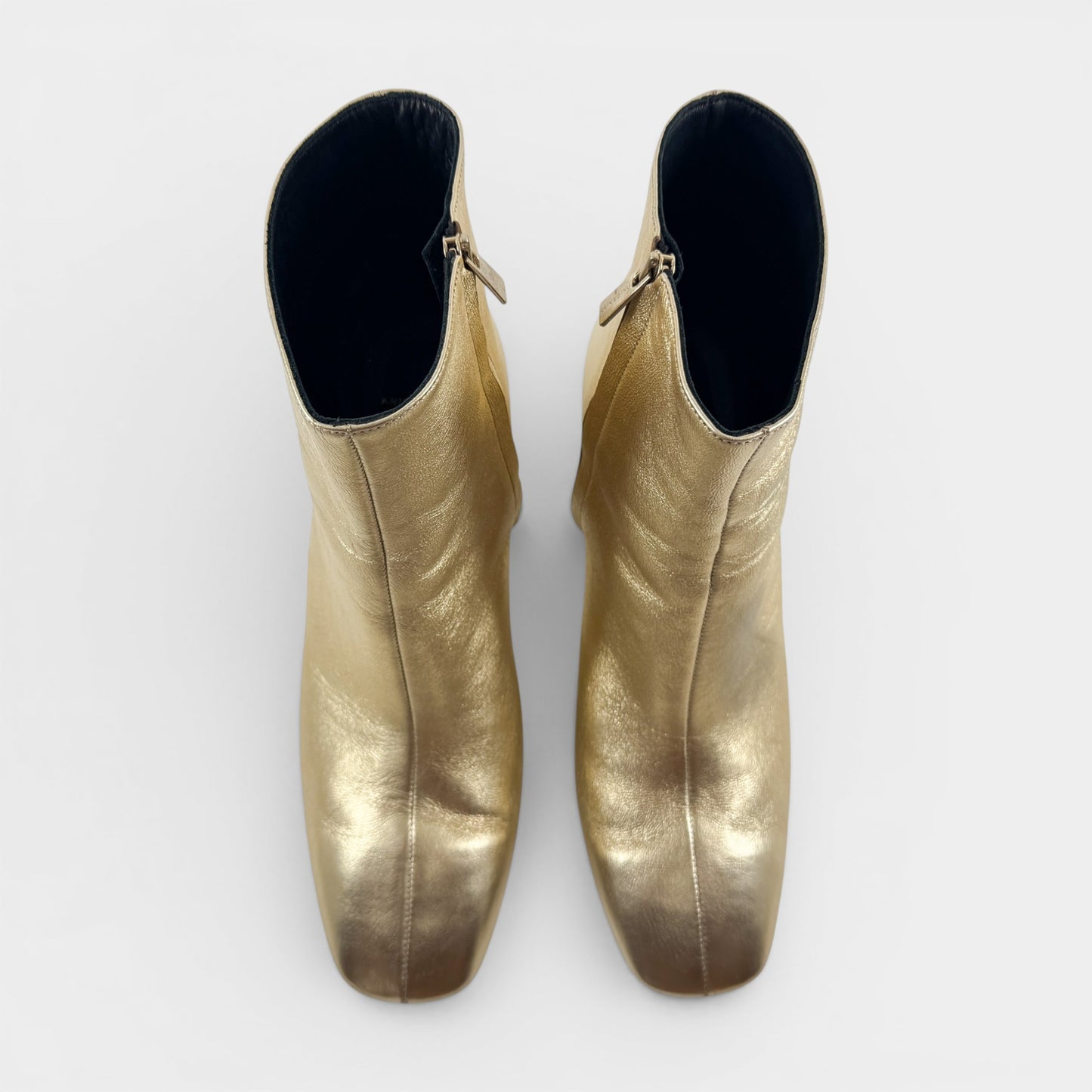 Anine Bing Gold Leather Jane Heeled Boots EU39 ~ AU8