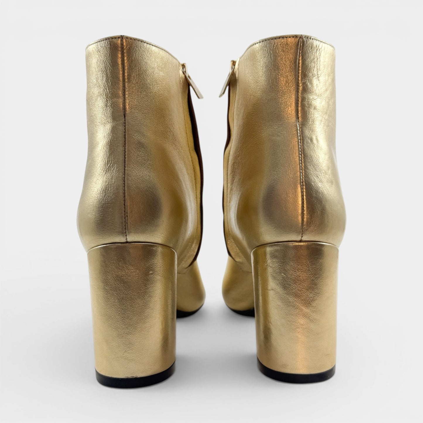 Anine Bing Gold Leather Jane Heeled Boots EU39 ~ AU8