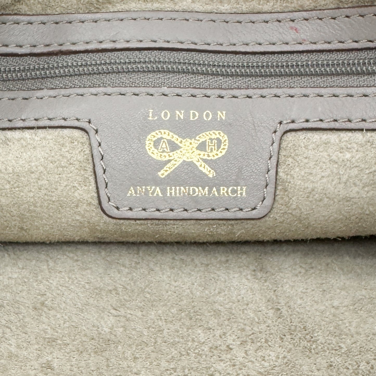 Anya Hindmarch Beige Gold Leather Flap & Clasp Bag