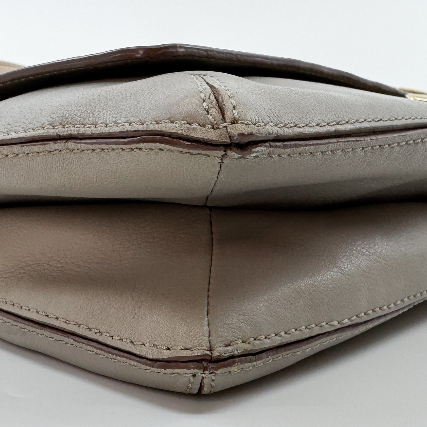 Anya Hindmarch Beige Gold Leather Flap & Clasp Bag