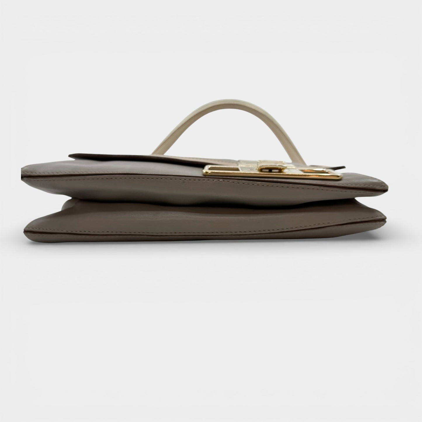 Anya Hindmarch Beige Gold Leather Flap & Clasp Bag