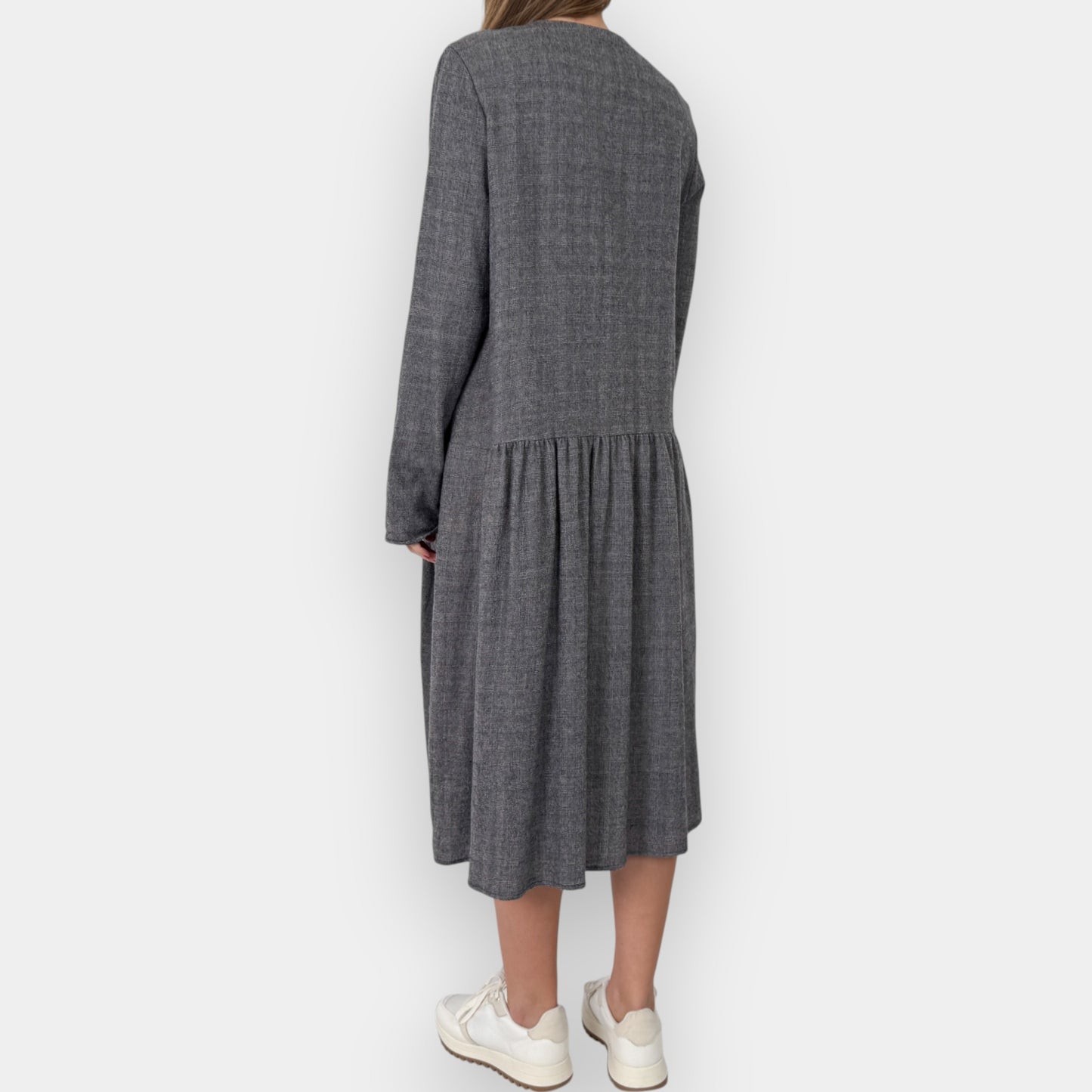 A.B. Apunto Prince of Wales 100% Virgin Wool Dropped Waist Dress M ~ AU10-12 [NEW]