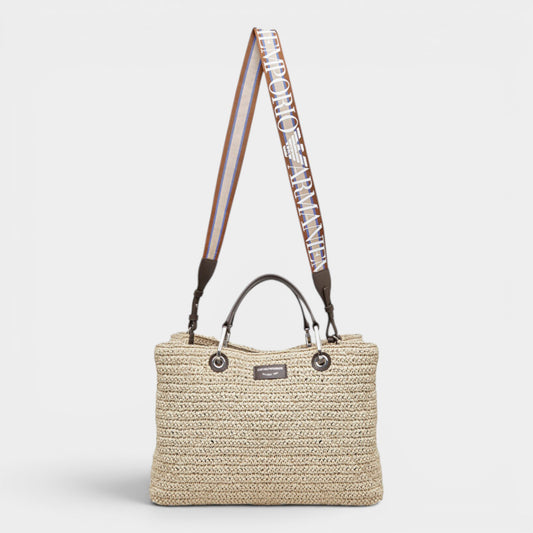 Emporio Armani MyEA Natural Raffia Tote Shopping Bag [NEW]