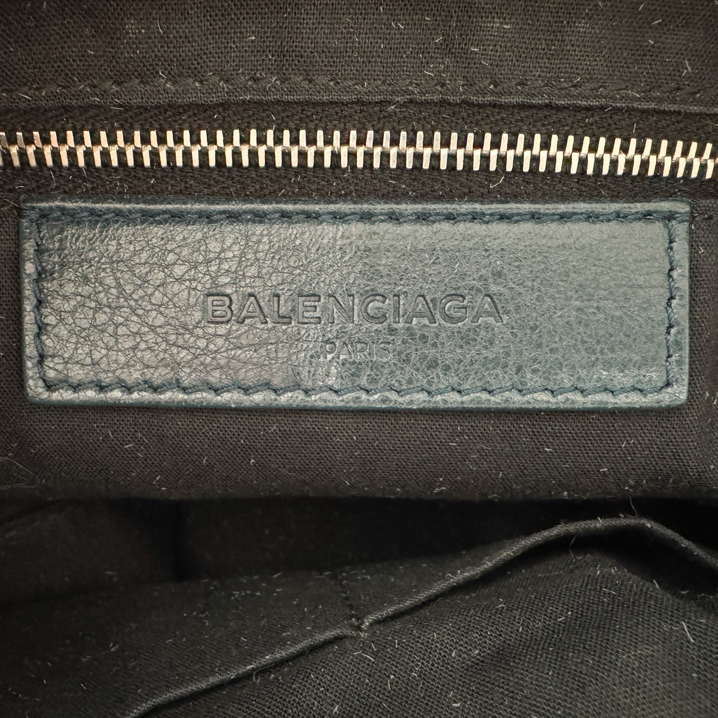 Balenciaga Dark Teal Green RH Day Crinkled Leather Messenger Bag