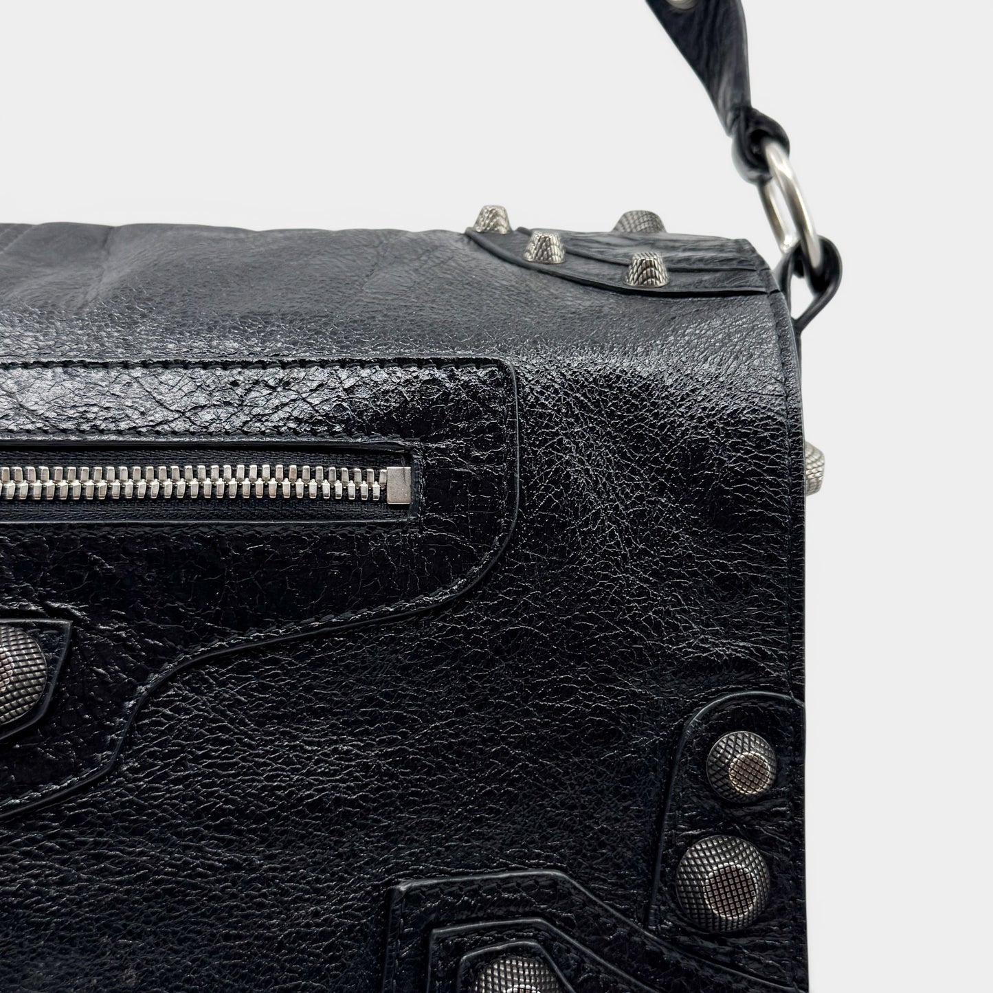 Balenciaga Black Arena Leather Le Cagole Messenger Crossbody Bag