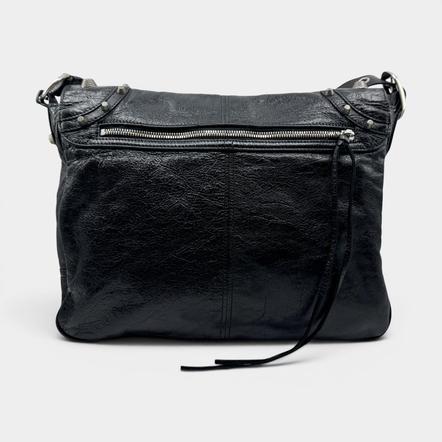Balenciaga Black Arena Leather Le Cagole Messenger Crossbody Bag