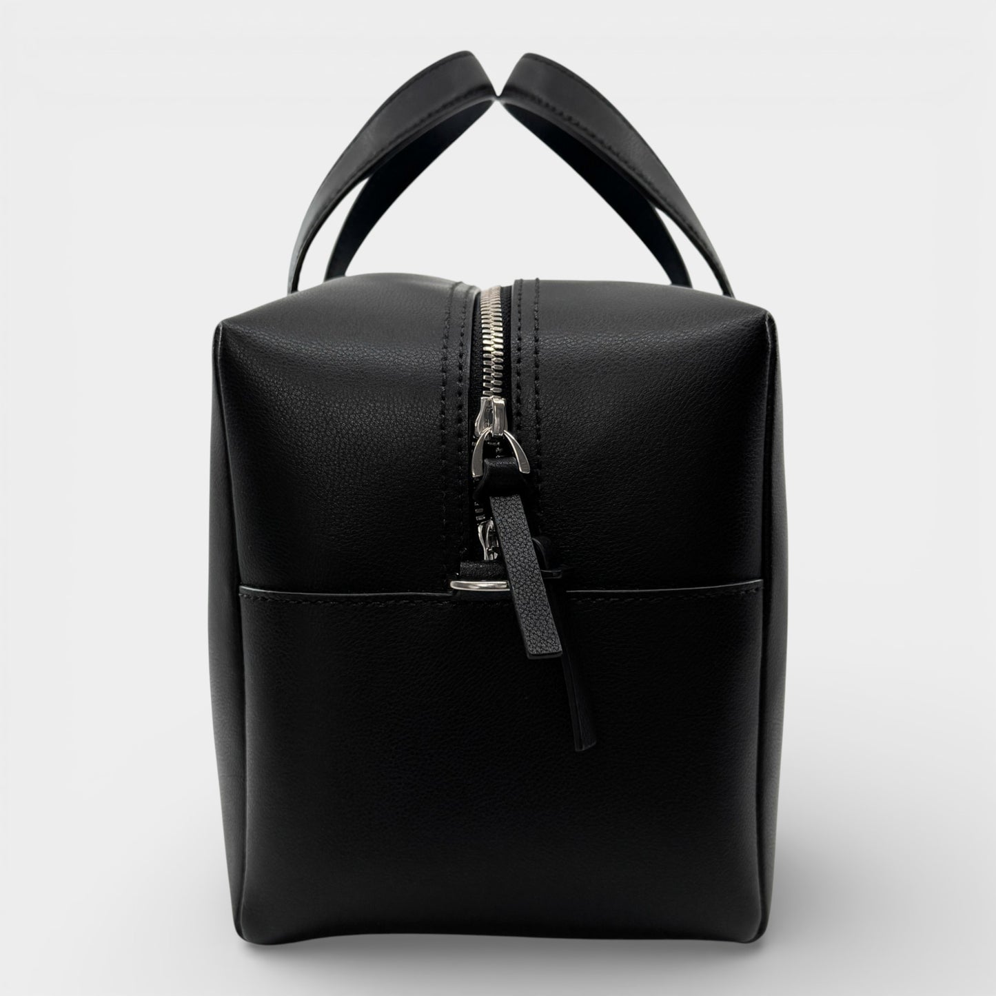 Bally Kairi Black Smooth Leather Structured Bowling Weekender Tote Bag