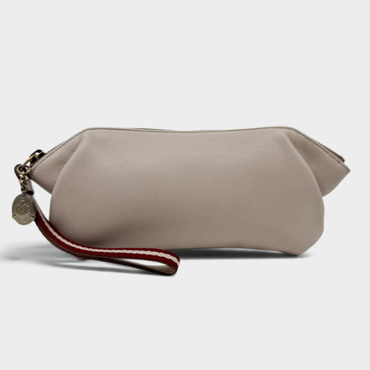 Bally Blush Beige Leather Wristlet Clutch Bag