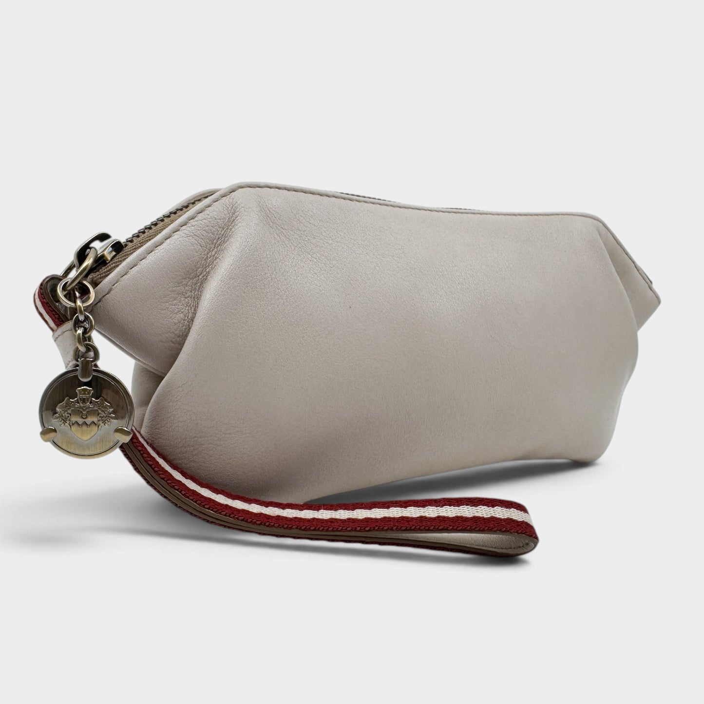 Bally Blush Beige Leather Wristlet Clutch Bag