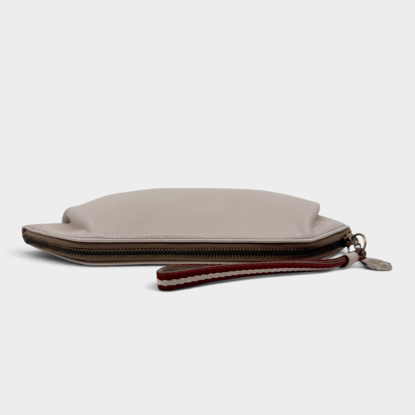 Bally Blush Beige Leather Wristlet Clutch Bag