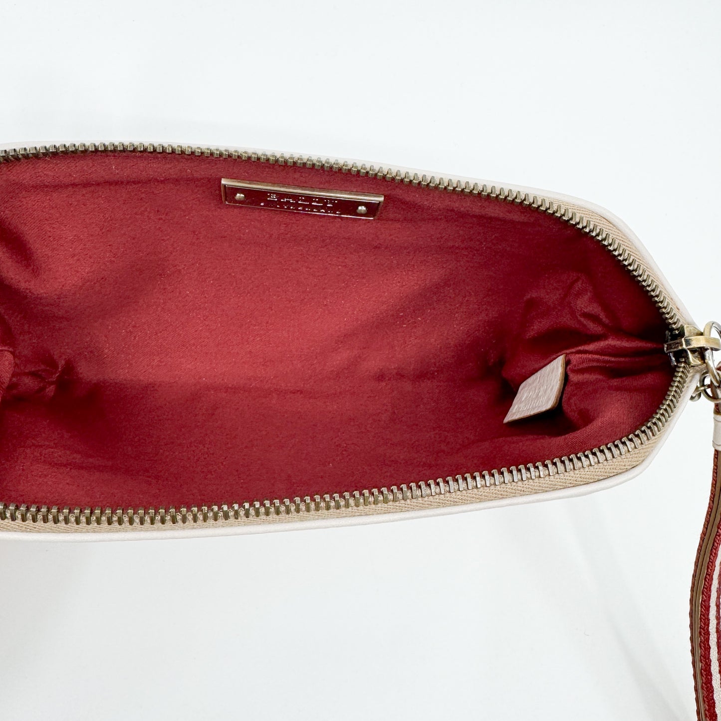 Bally Blush Beige Leather Wristlet Clutch Bag