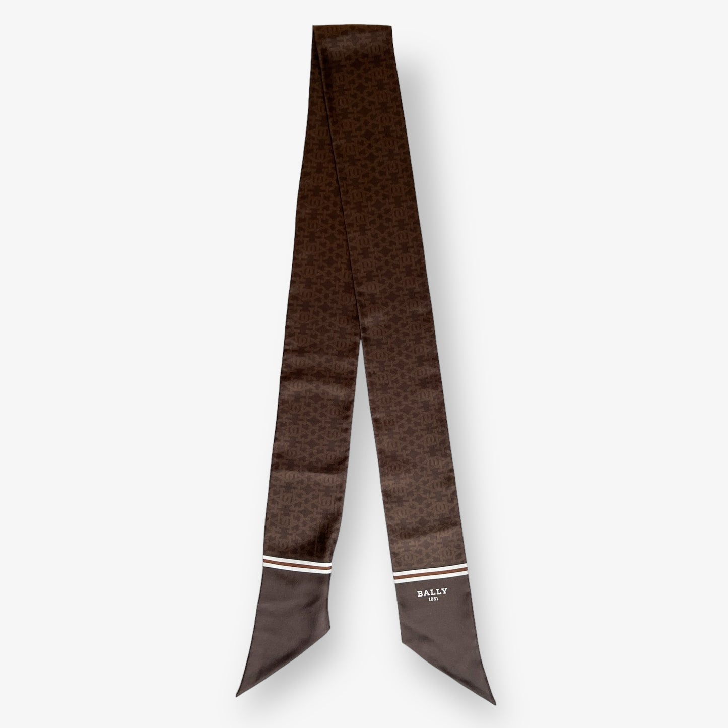 Bally 100% Silk Brown Bandeau Scarf & Belt