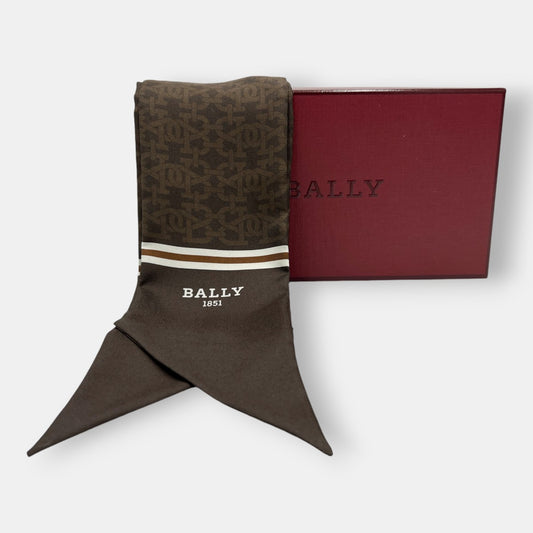 Bally 100% Silk Brown Bandeau Scarf & Belt