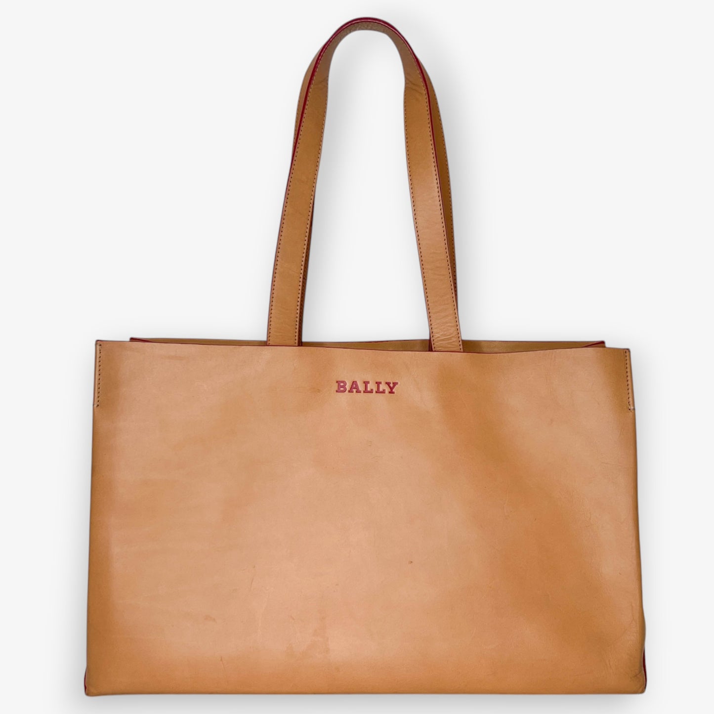 Bally Vintage Tan Leather Large Structured Tote Bag