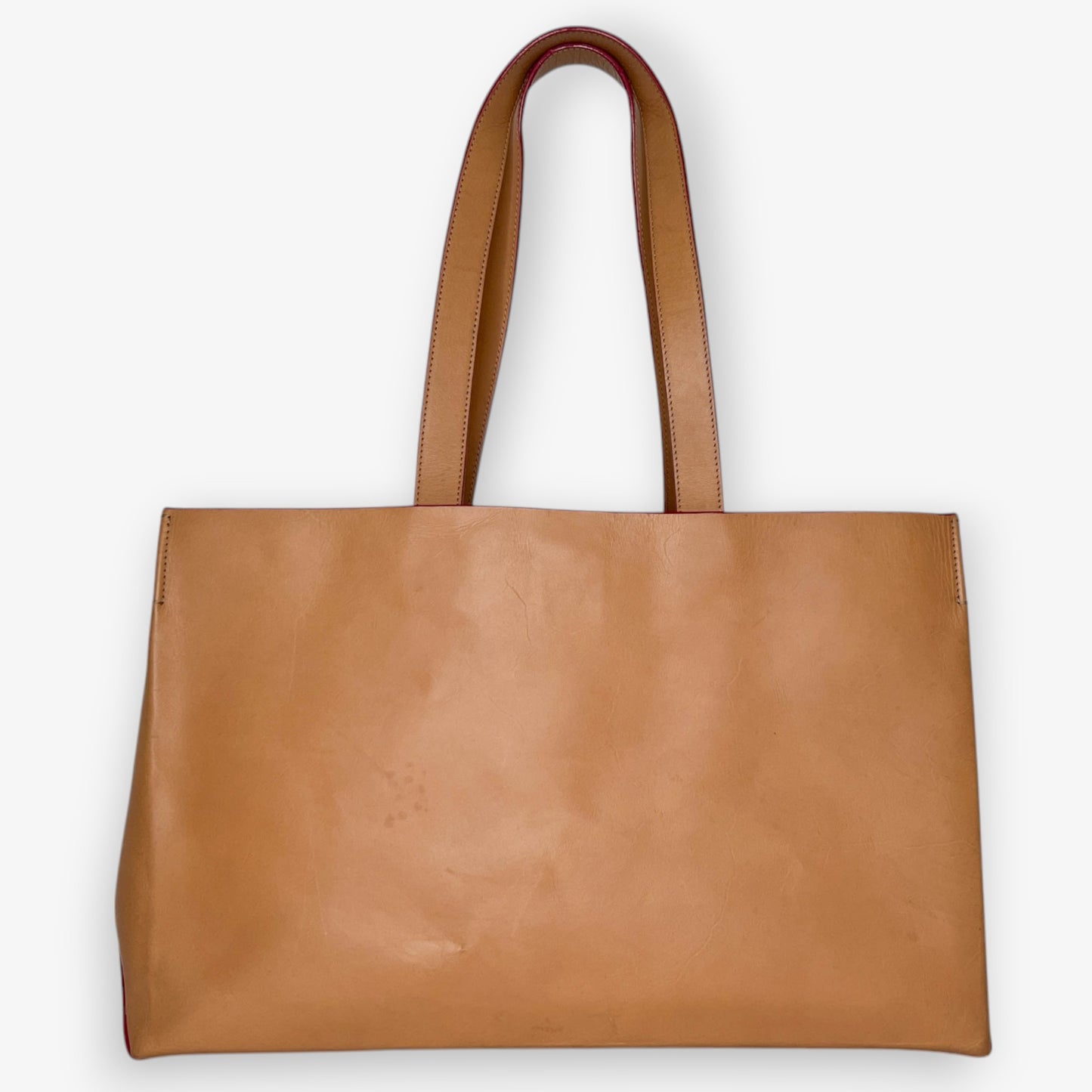 Bally Vintage Tan Leather Large Structured Tote Bag