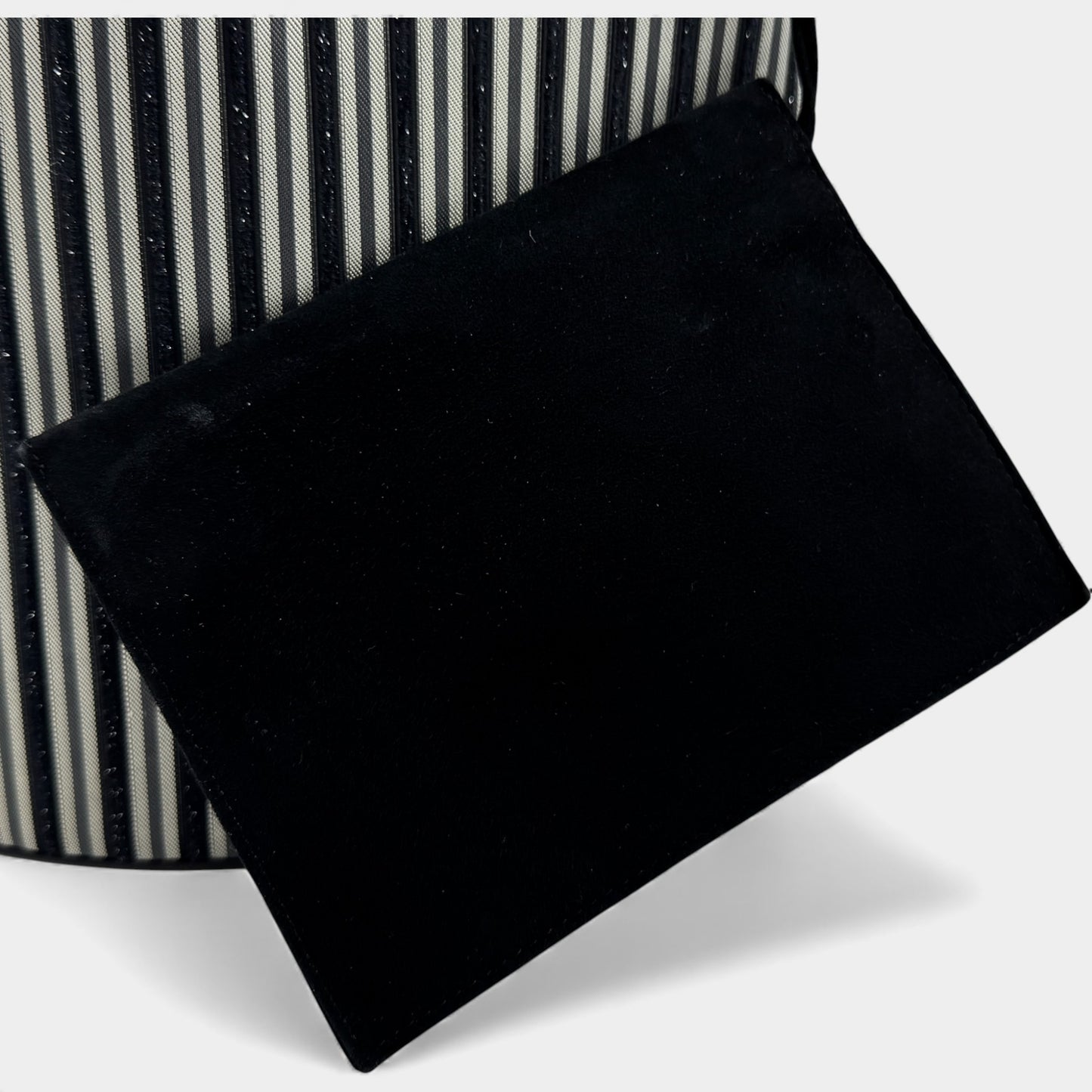 Bally Vintage Black Grey Metallic Stripe Shoulder Bag