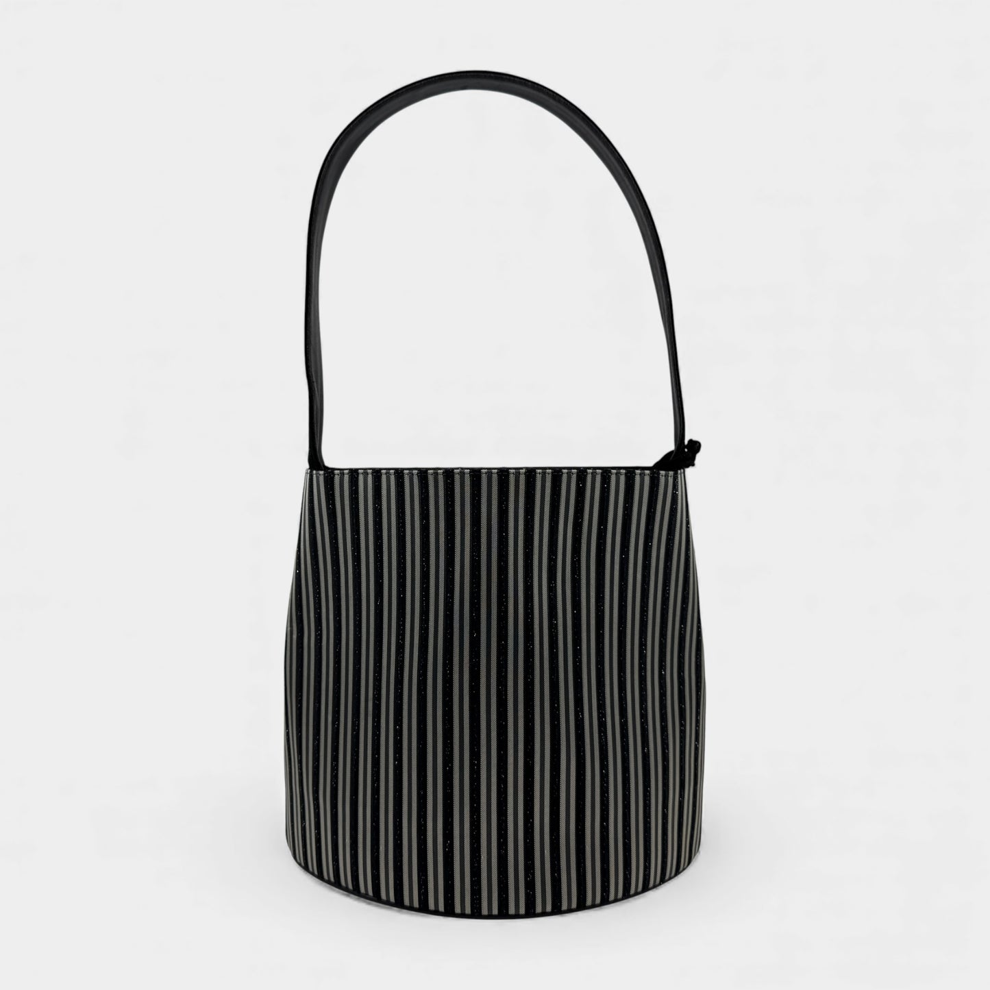 Bally Vintage Black Grey Metallic Stripe Shoulder Bag