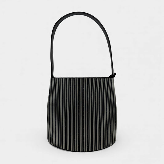 Bally Vintage Black Grey Metallic Stripe Shoulder Bag