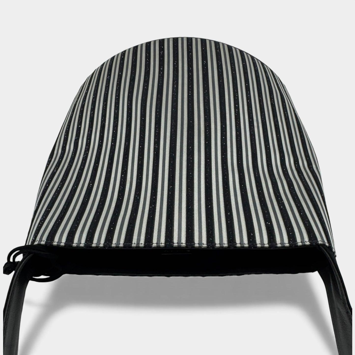 Bally Vintage Black Grey Metallic Stripe Shoulder Bag