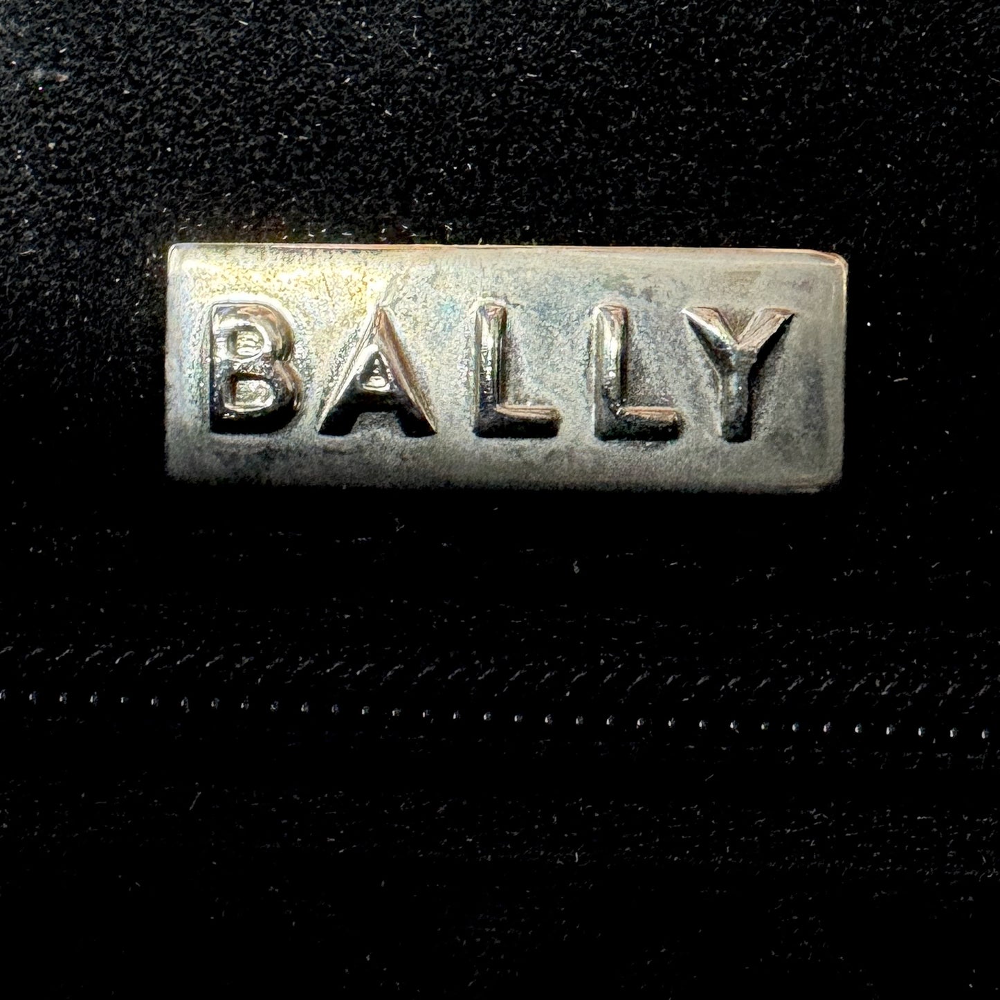 Bally Vintage Black Grey Metallic Stripe Shoulder Bag